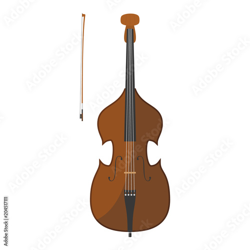 Vector illustration of a contrabass in cartoon style isolated on white background