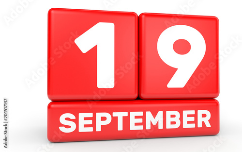 September 19. Calendar on white background.