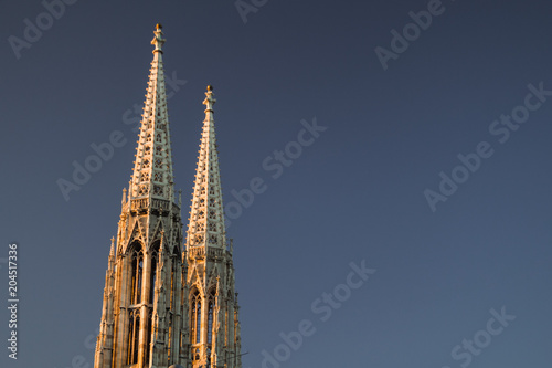 Photography Tower of Votivkirche church in Vienna Austria at sunset Europe travel destinatio