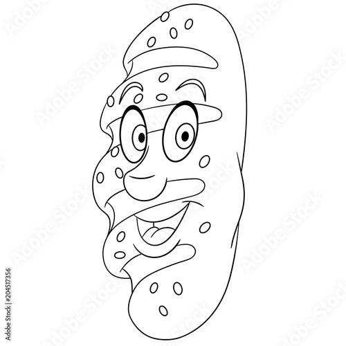 Coloring book. Coloring page. Colouring picture. Bread. French Loaf or Baguette.