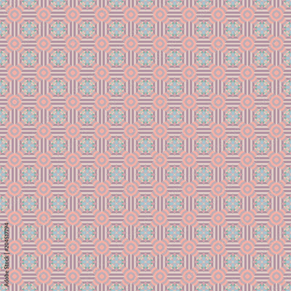 Design for printing on fabric, textile, paper, wrapper, scrapbooking. Authentic geometric background  in repeat.