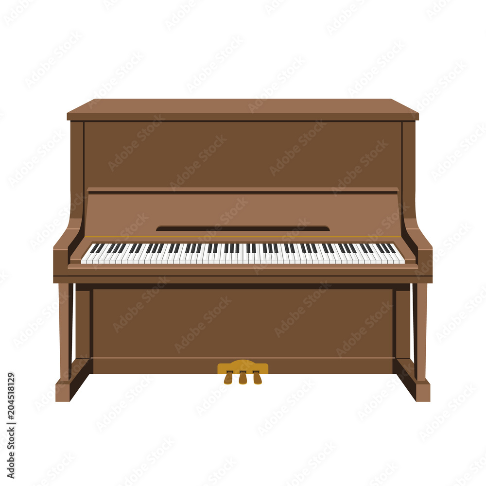 Fototapeta premium Vector illustration of an upright piano in cartoon style isolated on white background
