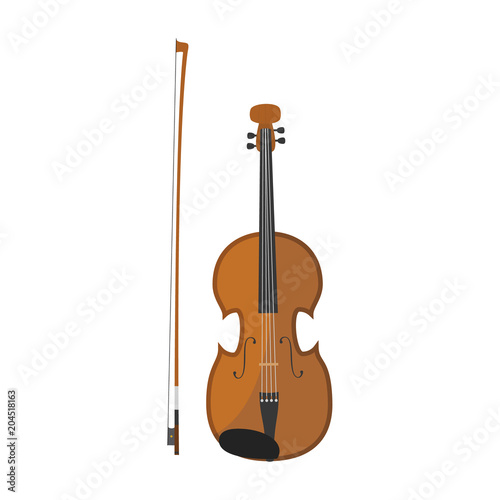 Vector illustration of a violin in cartoon style isolated on white background