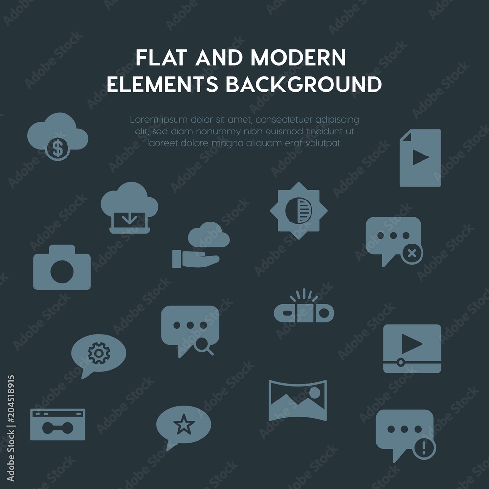 cloud and networking, chat and messenger, video, photos fill vector icons and elements background concept on dark background.Multipurpose use on websites, presentations, brochures and more cloud and networking, chat and messenger, video, photos fill vector icons and elements background concept on dark background.Multipurpose use on websites, presentations, brochures and more