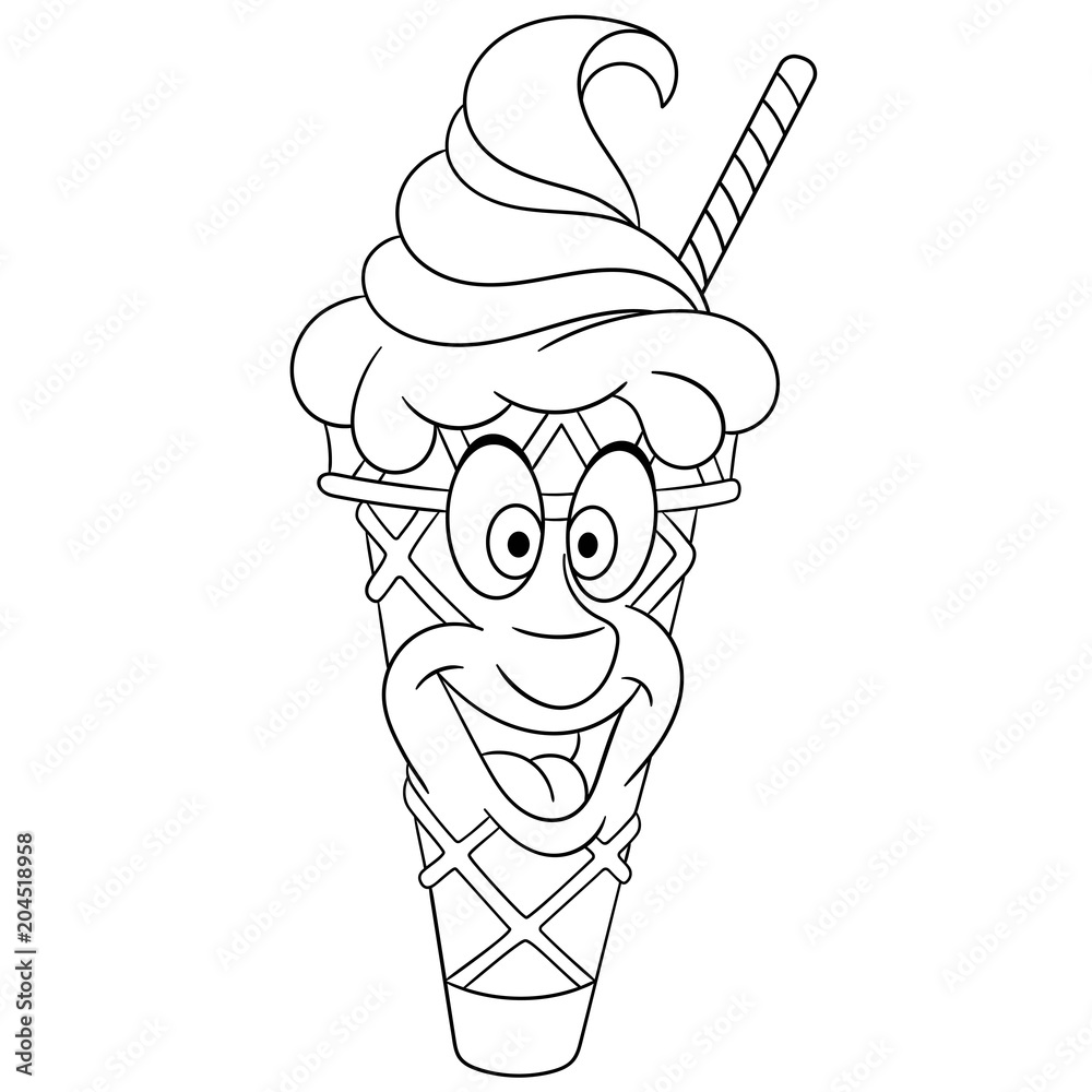 Coloring book. Coloring page. Colouring picture. Ice Cream Cone. Stock ...