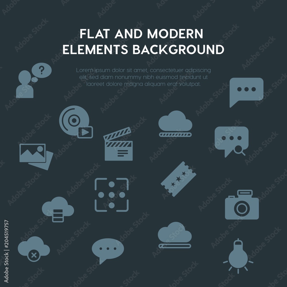 cloud and networking, chat and messenger, video, photos fill vector icons and elements background concept on dark background.Multipurpose use on websites, presentations, brochures and more cloud and networking, chat and messenger, video, photos fill vector icons and elements background concept on dark background.Multipurpose use on websites, presentations, brochures and more