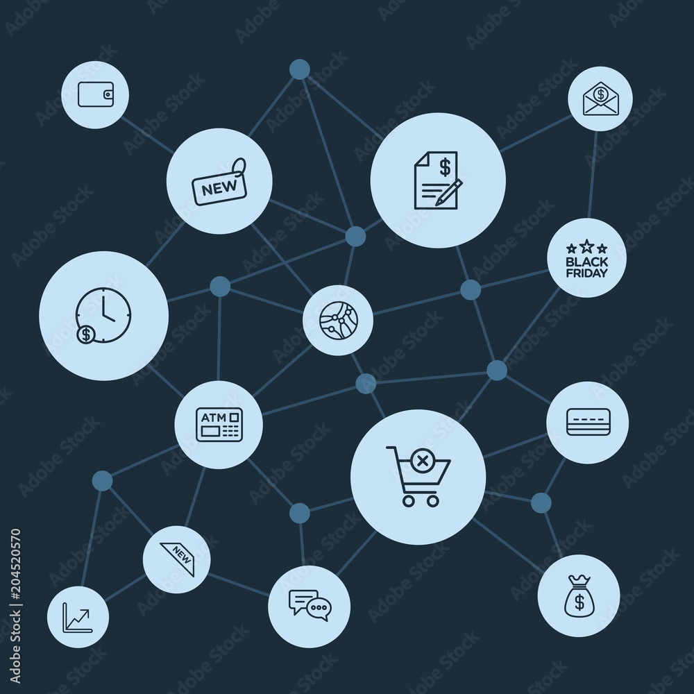 Abstract background with polygonal connected lines and business, money, shopping outline icons. Can be use for websites, mobile apps, presentations and other design works Abstract background with polygonal connected lines and business, money, shopping outline icons. Can be use for websites, mobile apps, presentations and other design works