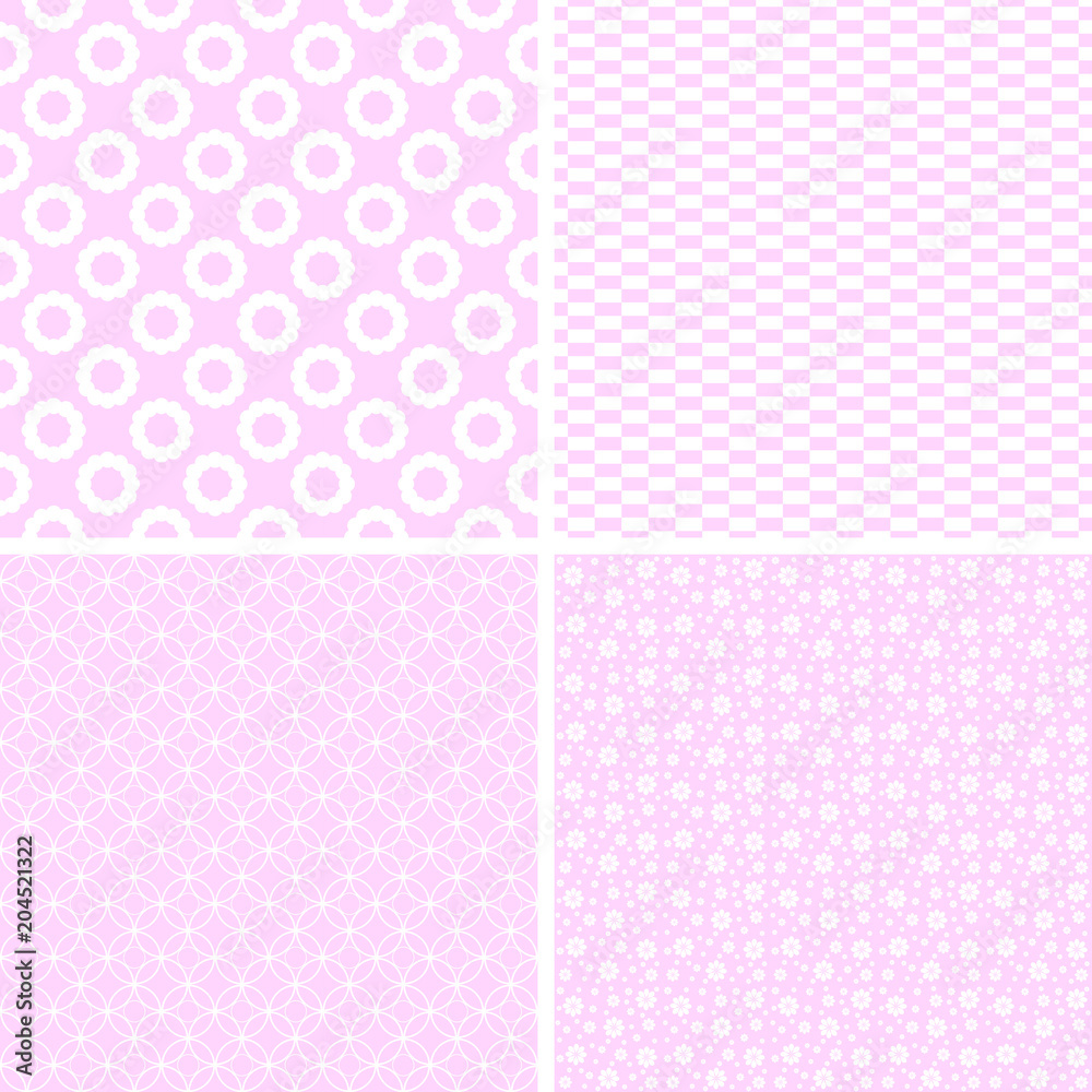 Pastel retro different vector seamless patterns.