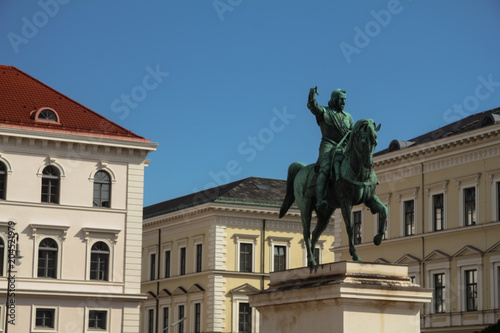 Statue of Maximilian at Wittelsbacherplatz and Ludwig Ferdinand Palace in Munich Bavaria Germany Europe travel destinations