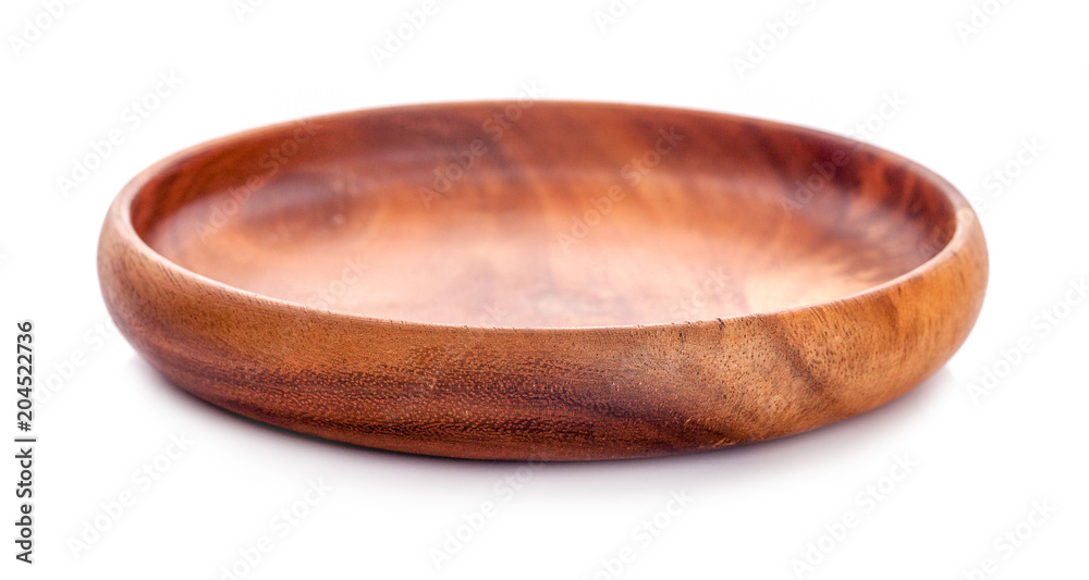 wooden bowl on white background