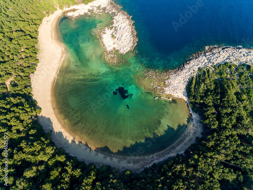 Top view at Saplunara beach on island Mljet