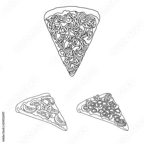 Different pizza outline icons in set collection for design.Pizza food vector symbol stock web illustration.