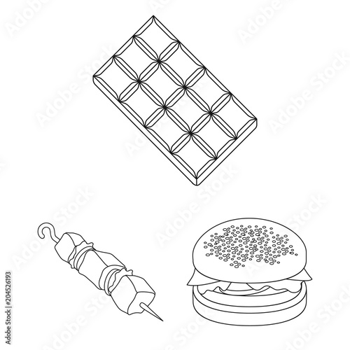 Fast food outline icons in set collection for design.Food from semi-finished products vector symbol stock web illustration.