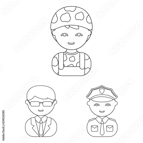 People of different professions outline icons in set collection for design. Worker and specialist vector symbol stock web illustration.