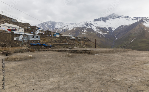 Ancient village of Khinalig in the mountains photo