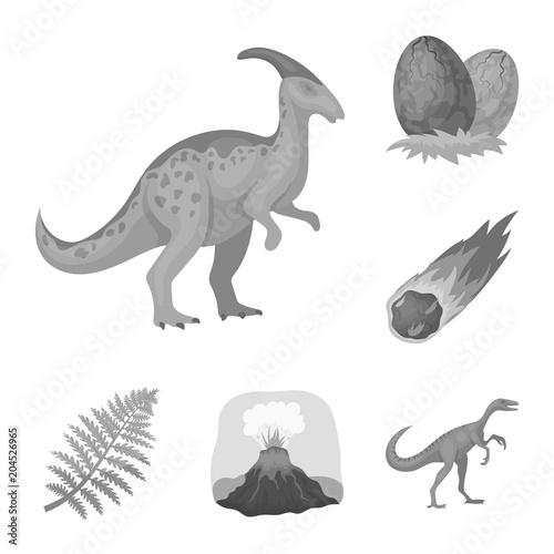 Different dinosaurs monochrome icons in set collection for design. Prehistoric animal vector symbol stock web illustration.