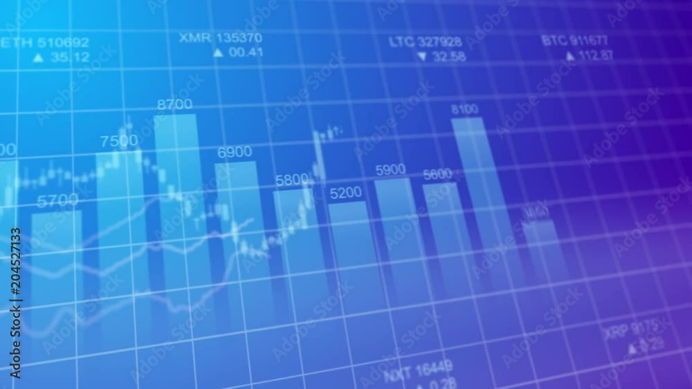 Bar graph of cryptocurrency stock exchange market indices animation 4k video. Abstract currency rate chart animated purple background. Bar graph of cryptocurrency stock exchange market indices animation 4k video. Abstract currency rate chart animated purple background.
