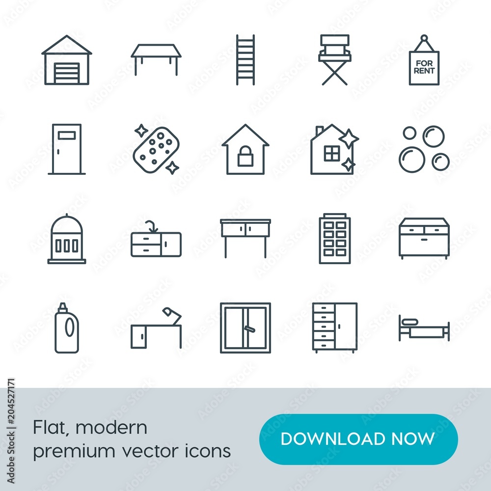 Modern Simple Set of buildings, furniture, housekeeping Vector outline Icons. Contains such Icons as lamp, bathroom, storage, table, bed and more on white background. Fully Editable. Pixel Perfect. Modern Simple Set of buildings, furniture, housekeeping Vector outline Icons. Contains such Icons as lamp, bathroom, storage, table, bed and more on white background. Fully Editable. Pixel Perfect.
