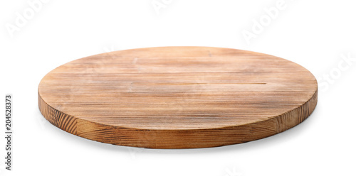 Fotografering Wooden board on white background. Kitchen accessory