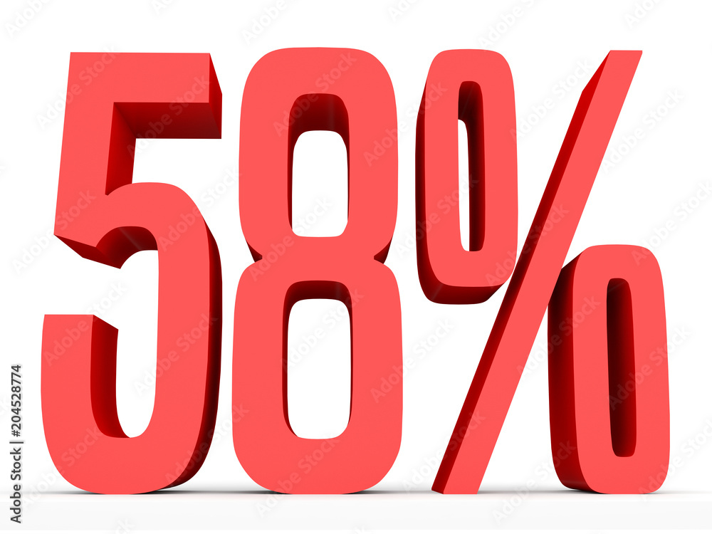 Fifty eight percent off. Discount 58 %.