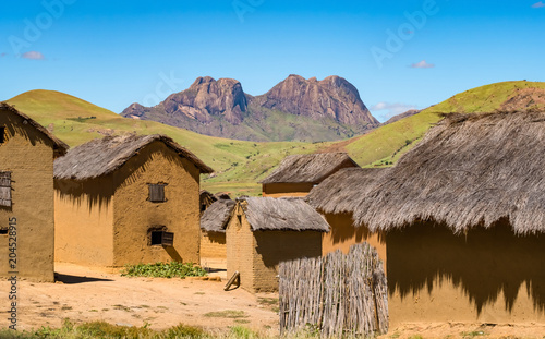 Traditional Bara villages dot the legendary National Route 7 in the southern part of the central plateau of Madagascar, near the Isalo National Park photo