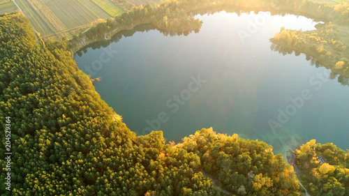Aerial landscape - lake at sunset