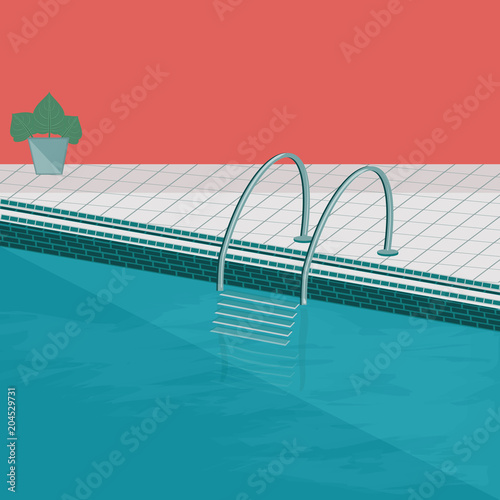 Indoor swimming pool - flat style, minimalism. vector art illustration.
