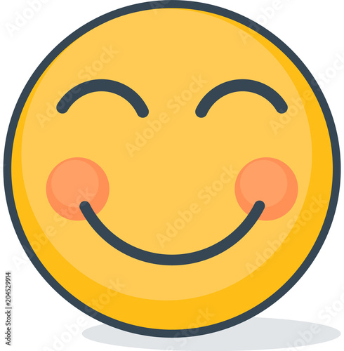 Isolated satisfied emoticon. Isolated emoticon.