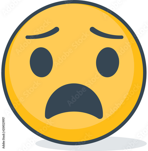 Isolated scared emoticon. Isolated emoticon.