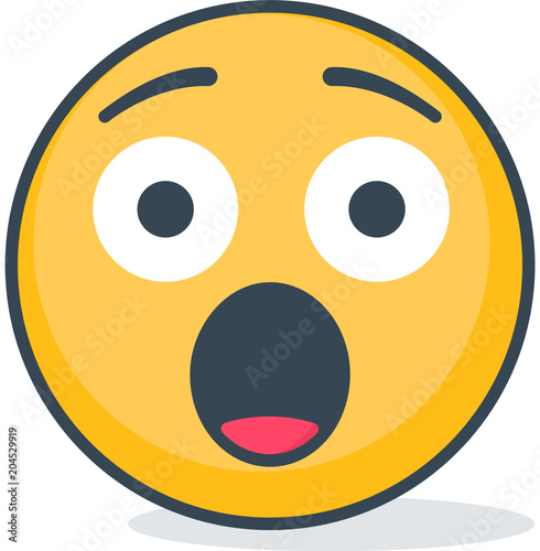 Isolated scared emoticon. Isolated emoticon.