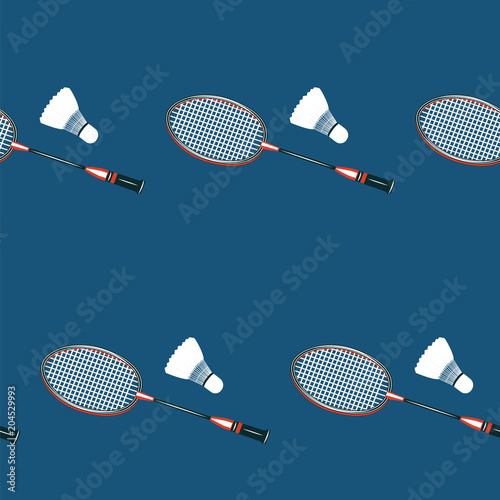 Sport pattern - badminton and shuttlecock - on dark blue background - art vector