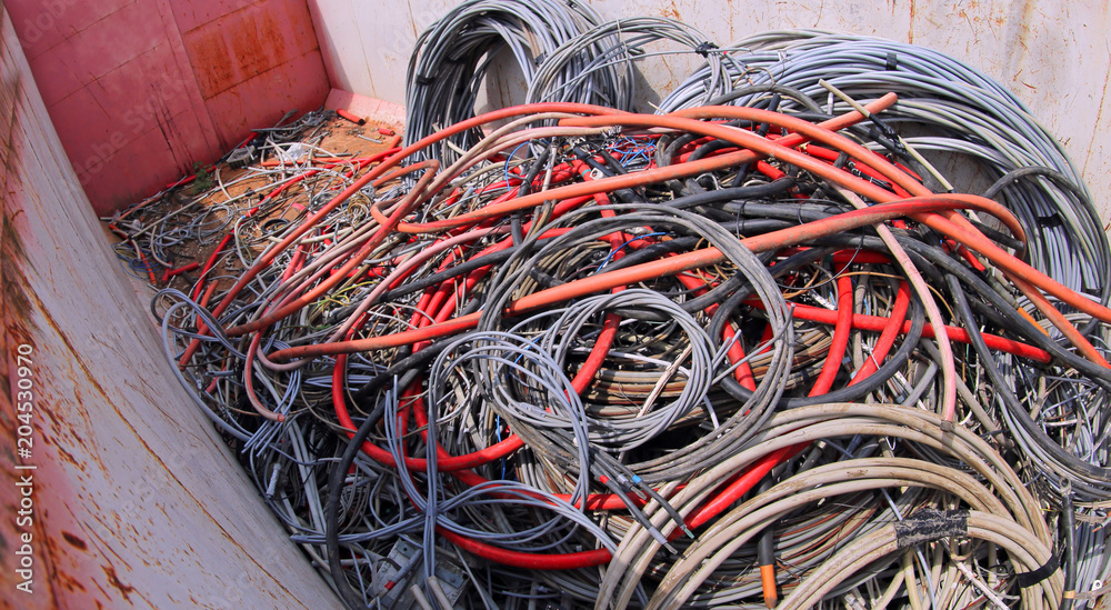 many obsolete electric cables