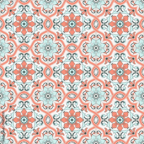 Gorgeous seamless pattern Moroccan, Portuguese tiles, Azulejo, ornaments. Can be used for wallpaper, pattern fills, web page background,surface textures.