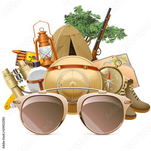 Vector Safari Concept with Sun Glasses