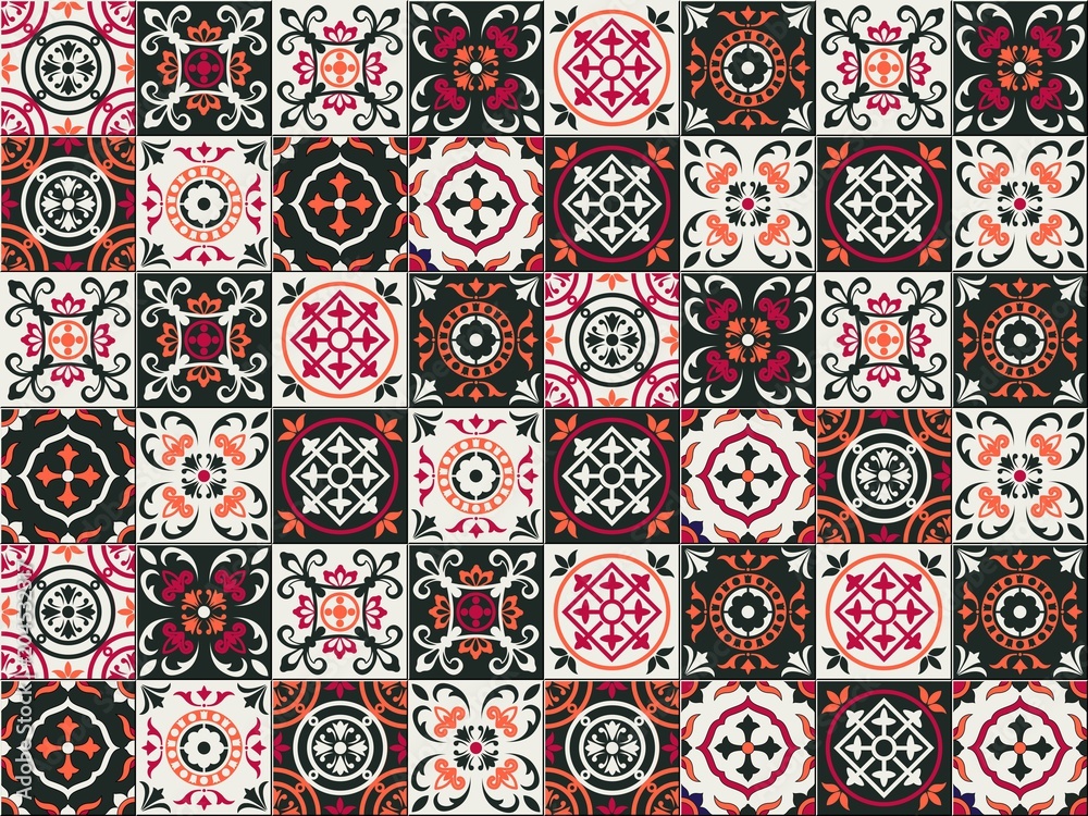 Gorgeous seamless pattern Moroccan, Portuguese tiles, Azulejo, ornaments. Can be used for wallpaper, pattern fills, web page background,surface textures.