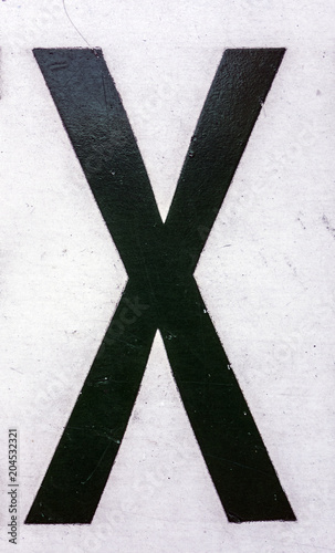 Written Wording in Distressed State Typography Found Letter X