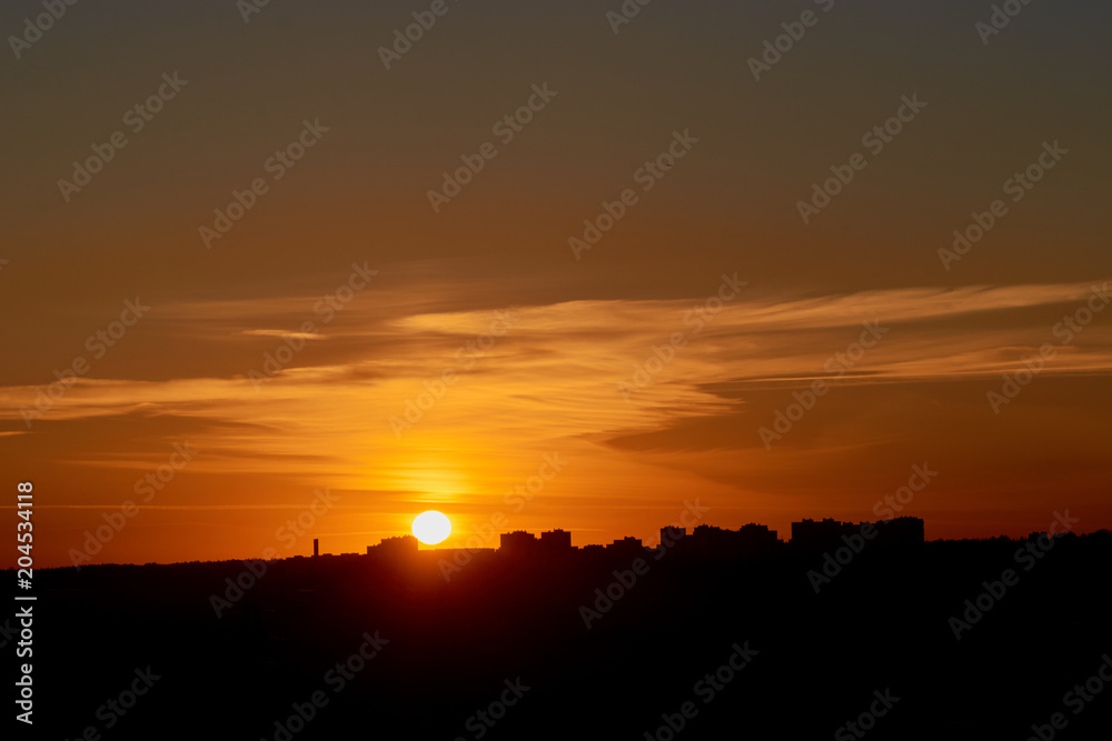 sunset in the city in Russia i