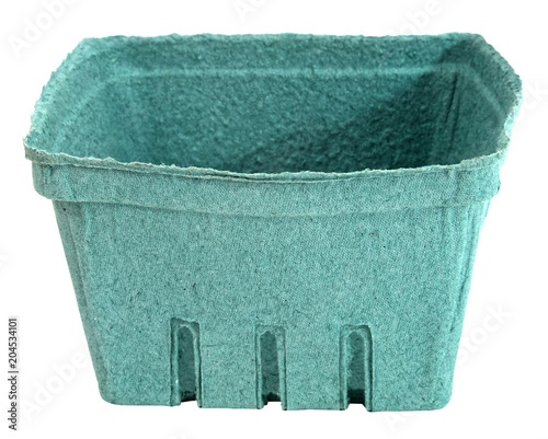Fotografija Empty molded recycled paper berry basket. Isolated.