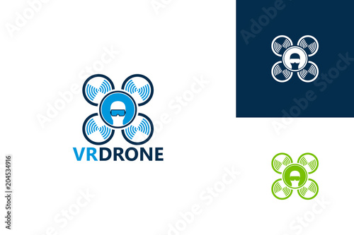 Virtual Reality Drone Logo Template Design Vector, Emblem, Design Concept, Creative Symbol, Icon