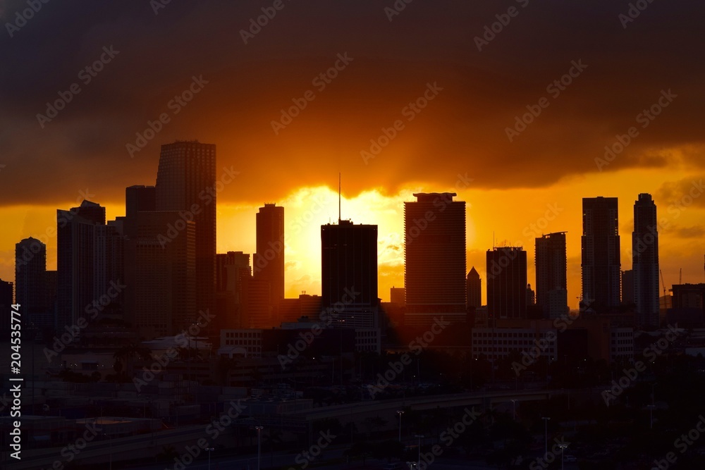 Cityscape sunset