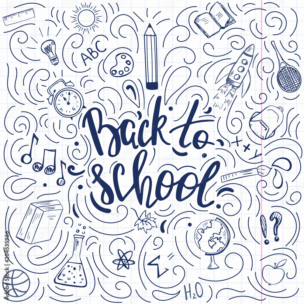 Back to school doodle style poster Back to school doodle style poster