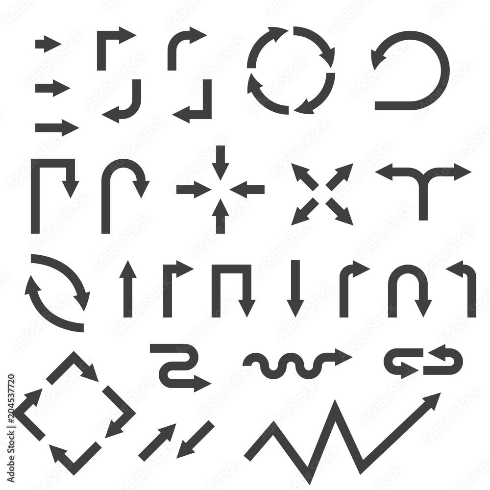 Black bold arrows set. Set of icons Black bold arrows set. Set of icons