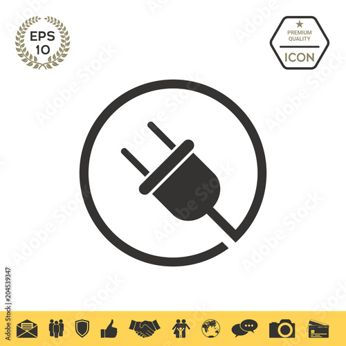 Plug in round icon