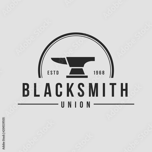 Obraz na plátne Blacksmith smith union shoer anvil logo set