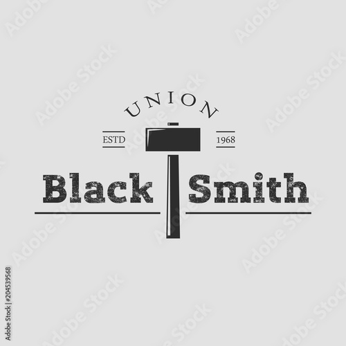 Blacksmith smith union shoer anvil logo set. Smith allince logos. Heavy industry.
