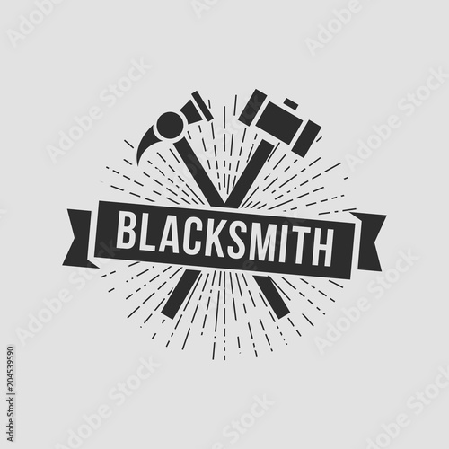 Blacksmith smith union shoer anvil logo set. Smith allince logos. Heavy industry.