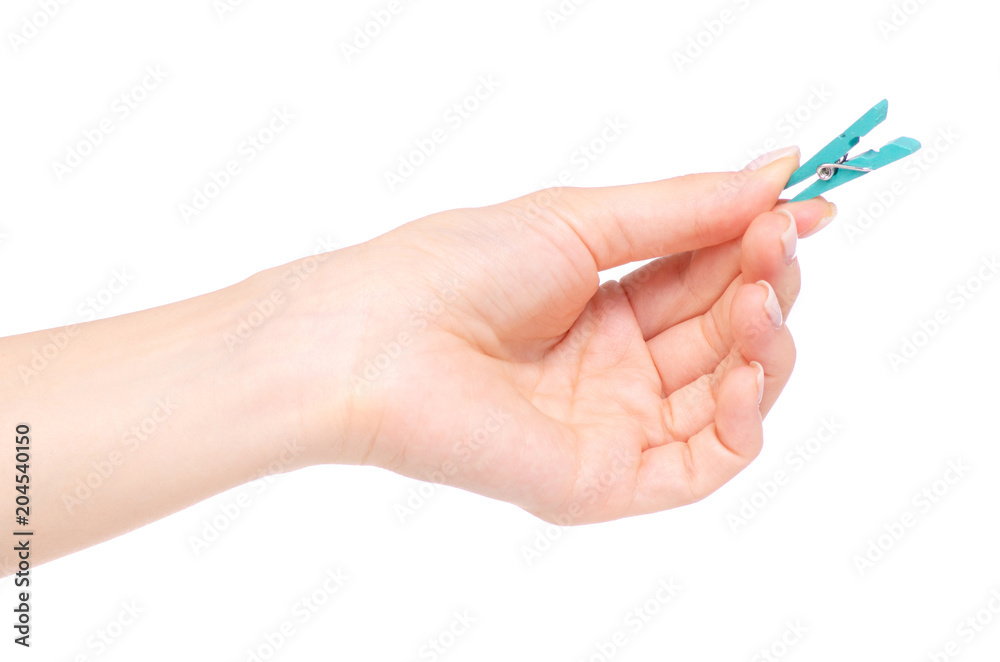 The colorful stationery clothespins in hand The colorful stationery clothespins in hand
