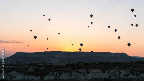 The great tourist attraction of Cappadocia - balloon flight. Cappadocia is known around the world as one of the best places to fly with hot air balloons. Goreme, Cappadocia, Turkey.