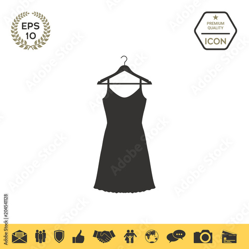 Sundress, Evening dress, combination or nightie on the wardrobe hanger , the silhouette. Menu item in the web design