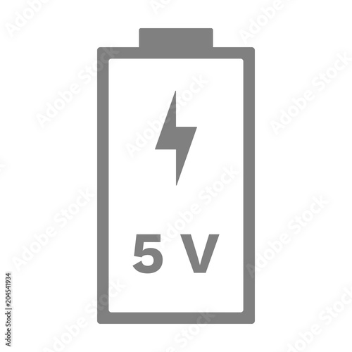 5 volt battery icon. Vector.